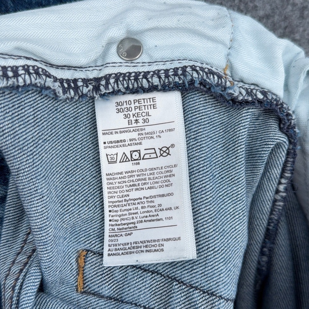 Gap 90s Loose Mid Rise Women 30/10P Cotton Blue Jeans Distressed Slit Hem - Picture 5 of 9